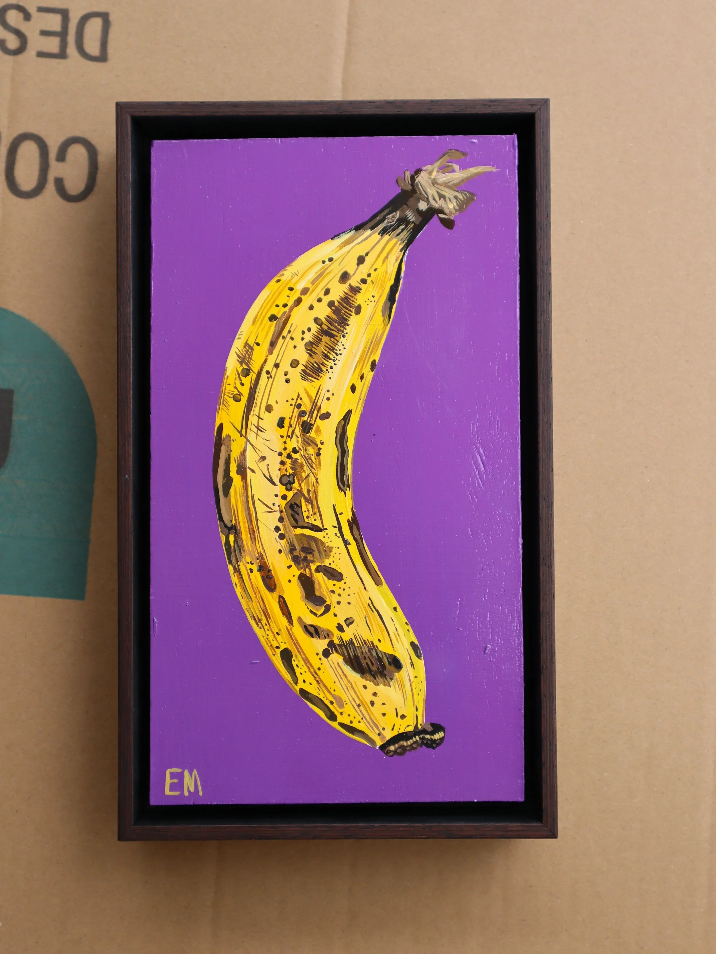 Imperfect Banana Painting with timber frame