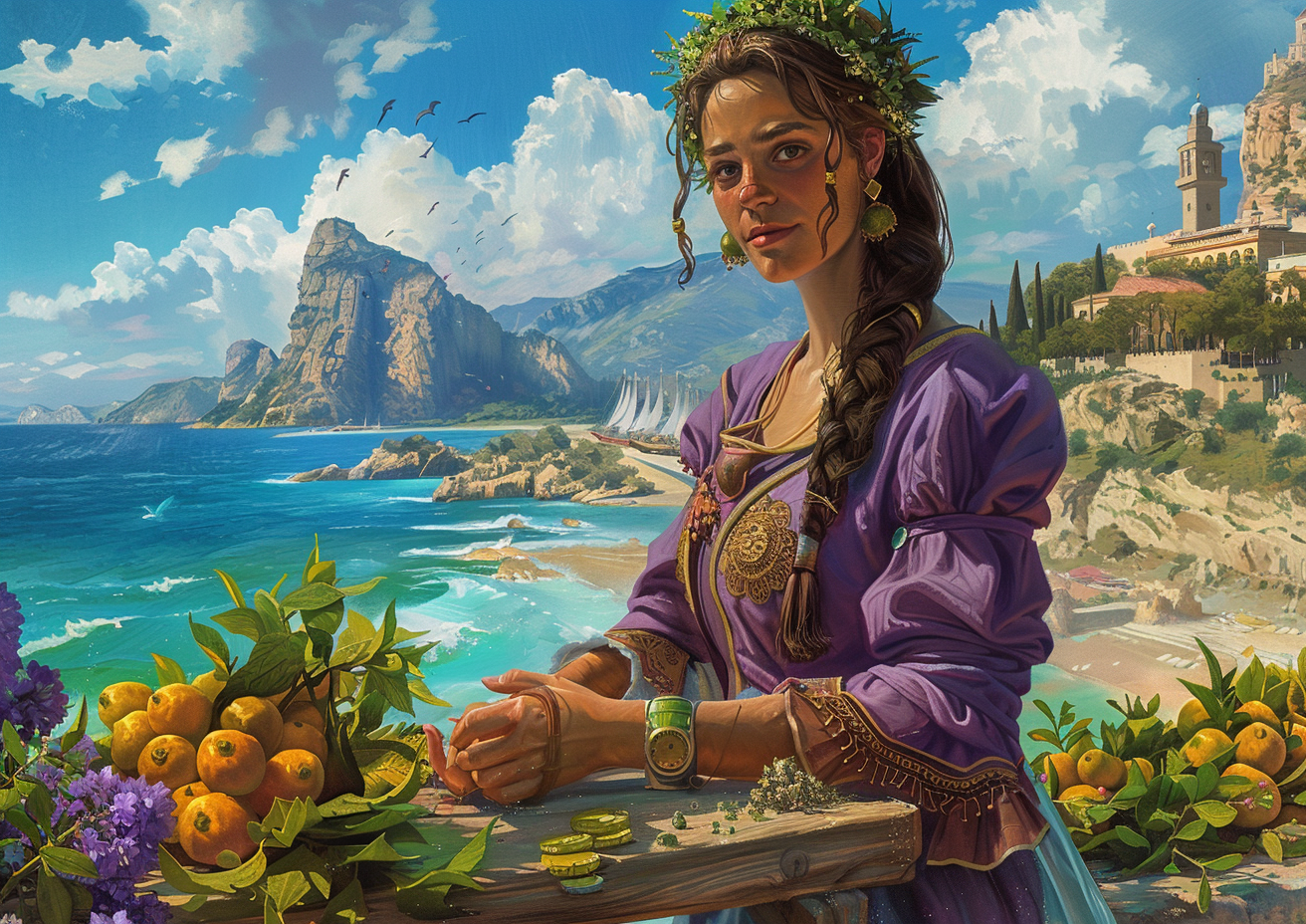 whimsical_fae_fantasy_painting_of_a_spanish_seaside_herbalist_9588ff9b-9fd4-4c07-ae16-75da9f1391a9_0.png