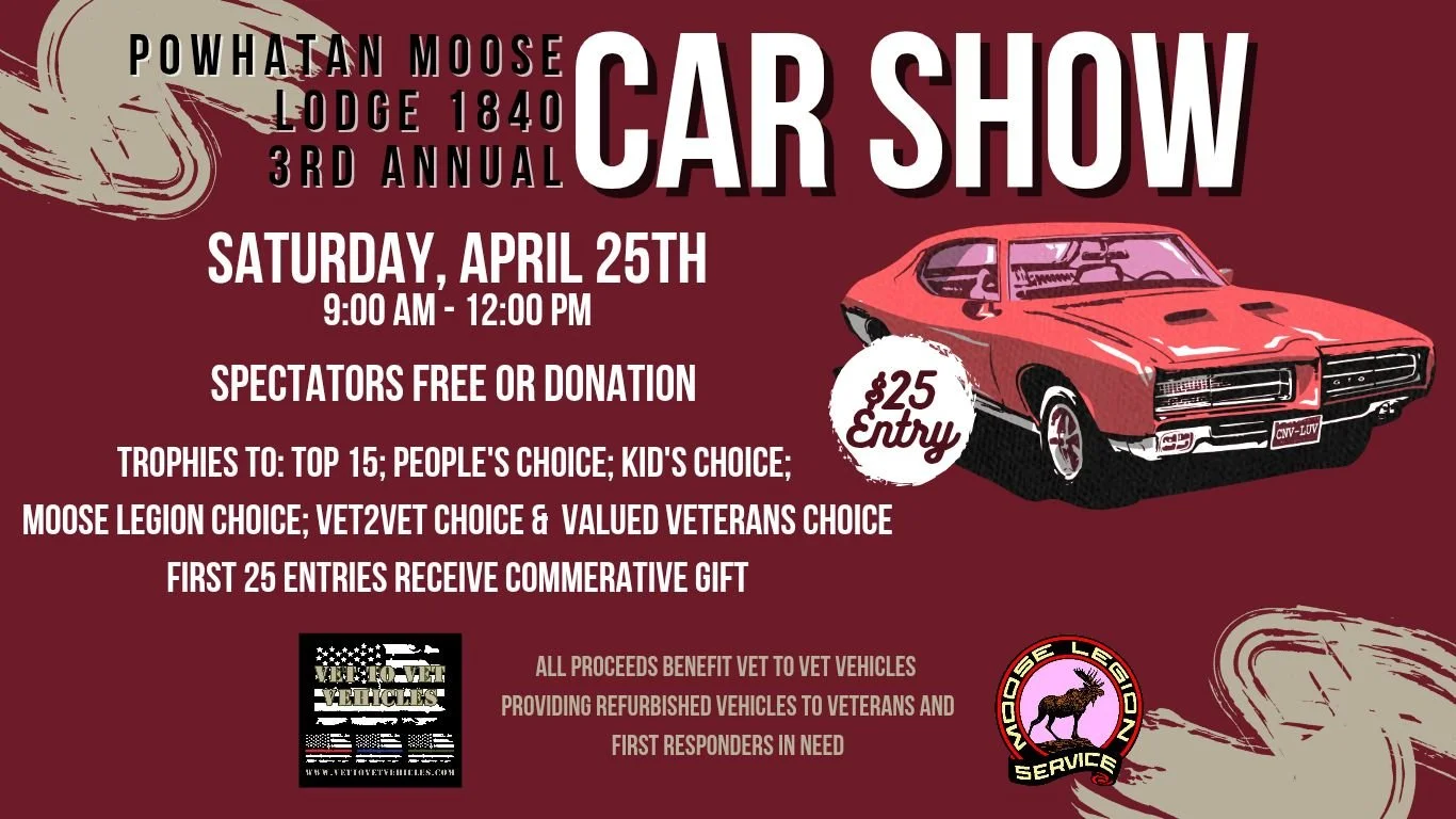 3rd Annual Car Show at Powhatan Moose Lodge