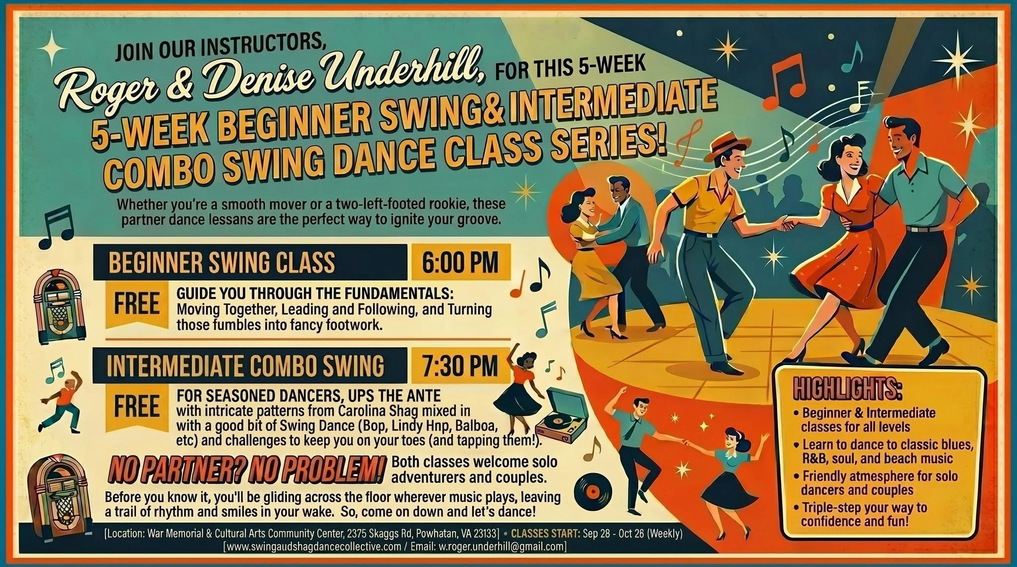 5-Week Beginner Swing and Intermediate Combo Swing Dance Series
