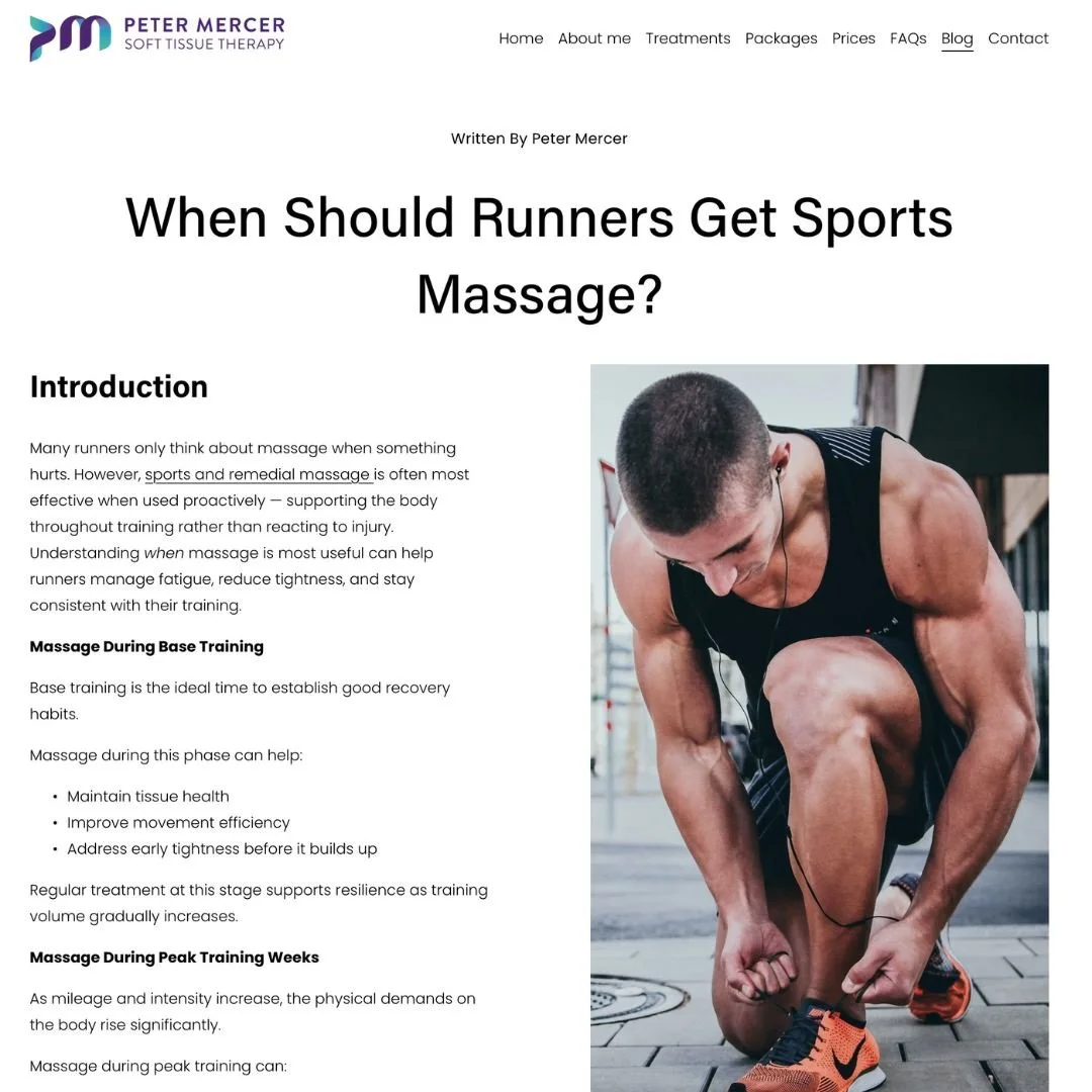 Marathon training can put a lot of strain on your body &mdash; especially during those long runs and high-mileage weeks. 🏃&zwj;♂️💨

I&rsquo;ve put together a new blog post all about when runners should get a massage, how it can support your trainin