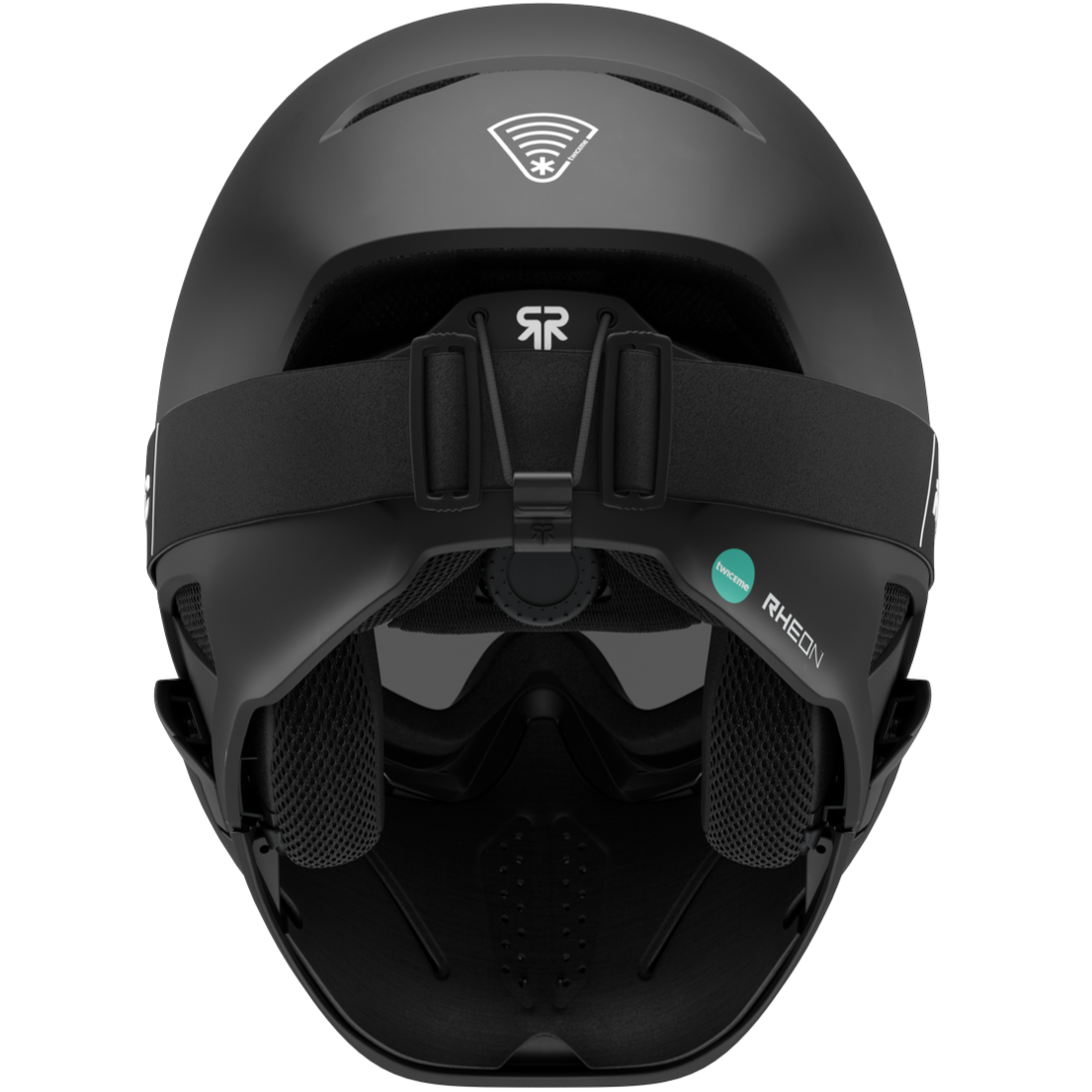 Rear view of RG2 Full-face snow helmet with built-in goggles, chin guard, and interior padding.