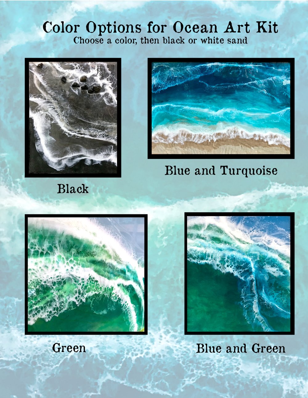 DIY Art Resin Seascape Kit: Surprise Colors Shop choice!