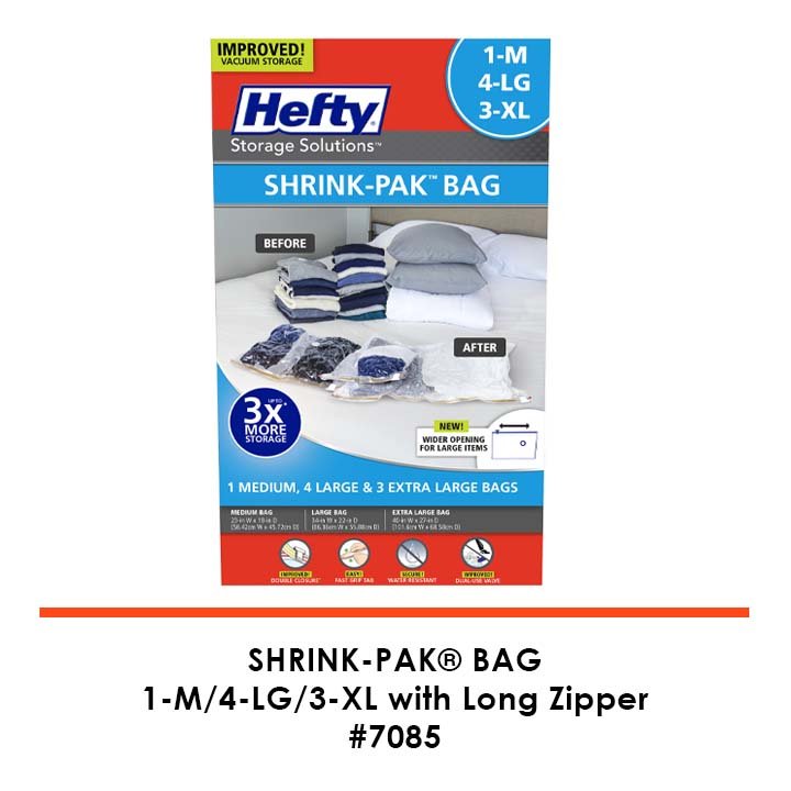 Hefty SHRINK-PAK 1 Medium, 4 Large, & 3 XL Vacuum Storage Bags 