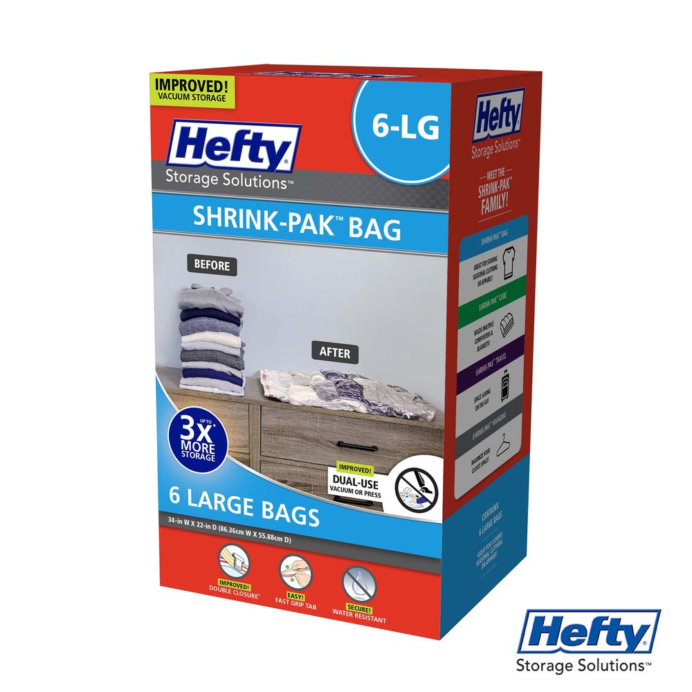 Hefty Vacuum Seal SHRINK-PAK BAG , 34 x 22, 2 Large Bags (Large)