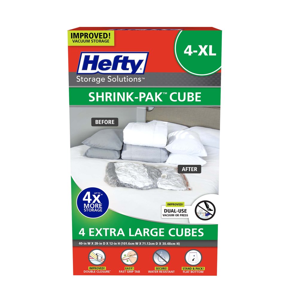  Hefty Shrink-Pak - 4 Large Vacuum Storage Bags For