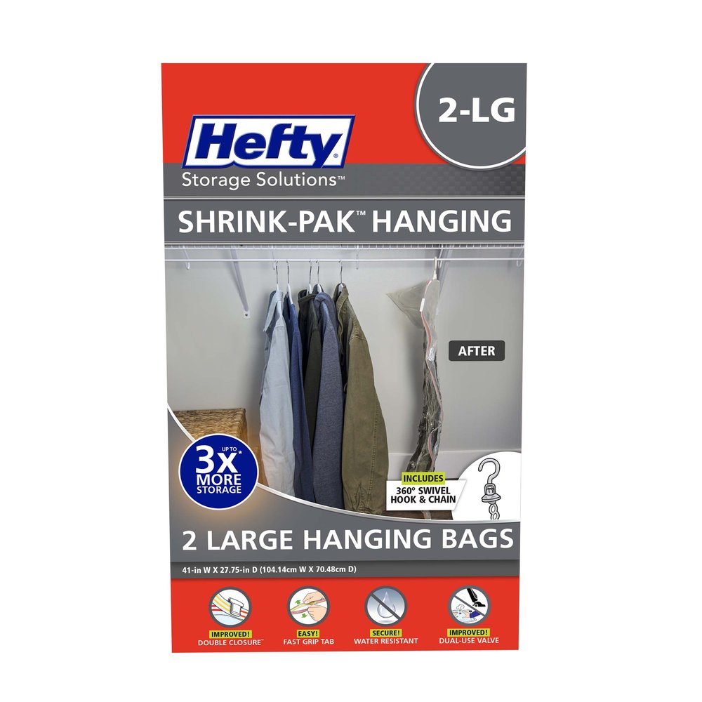 Hefty SHRINK-PAK 2 Jumbo Vacuum Storage Bags, Water Resistant