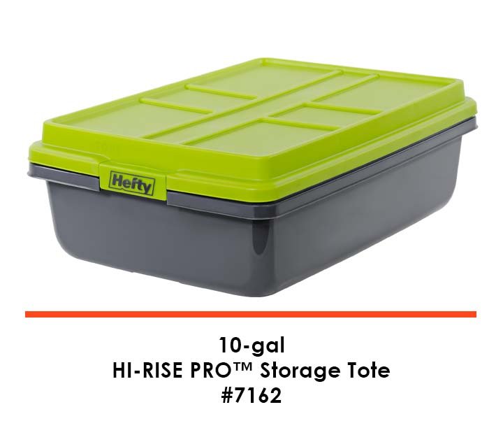 Hefty HI-RISE PRO Heavy Duty 40 Qt. Latch Storage Bin, Orange/Gray 