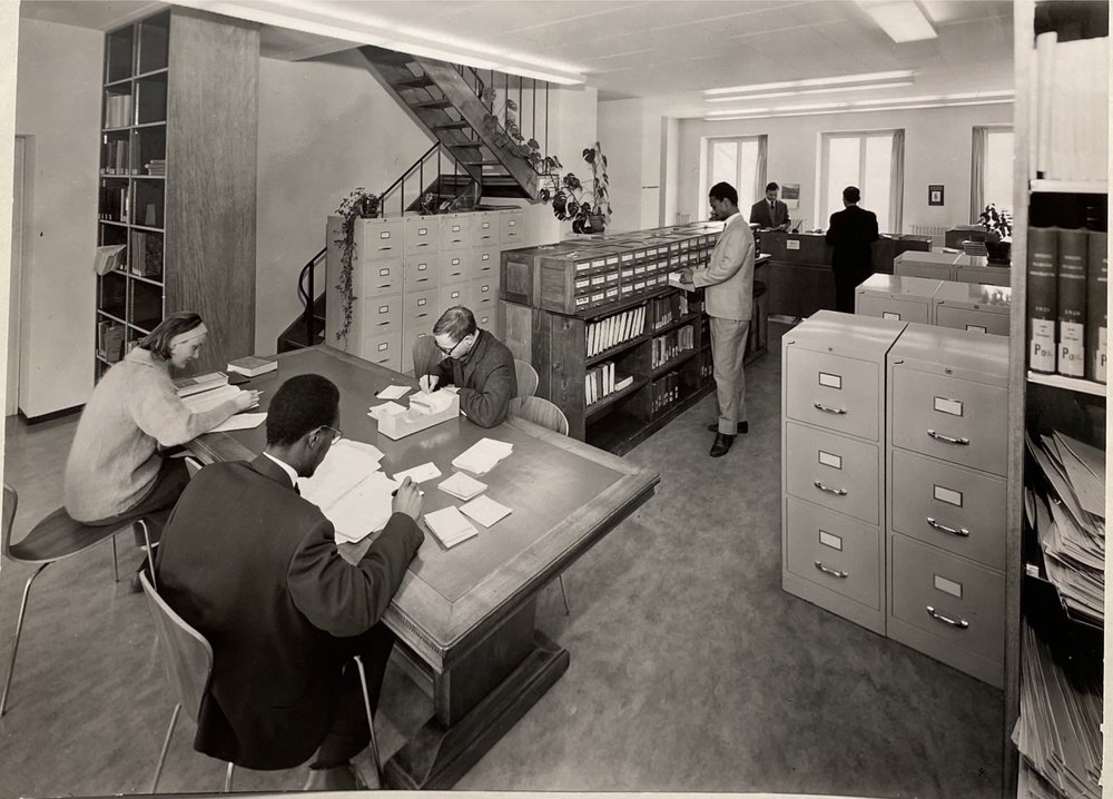 Students in the Graduate Institute research library c.1960s