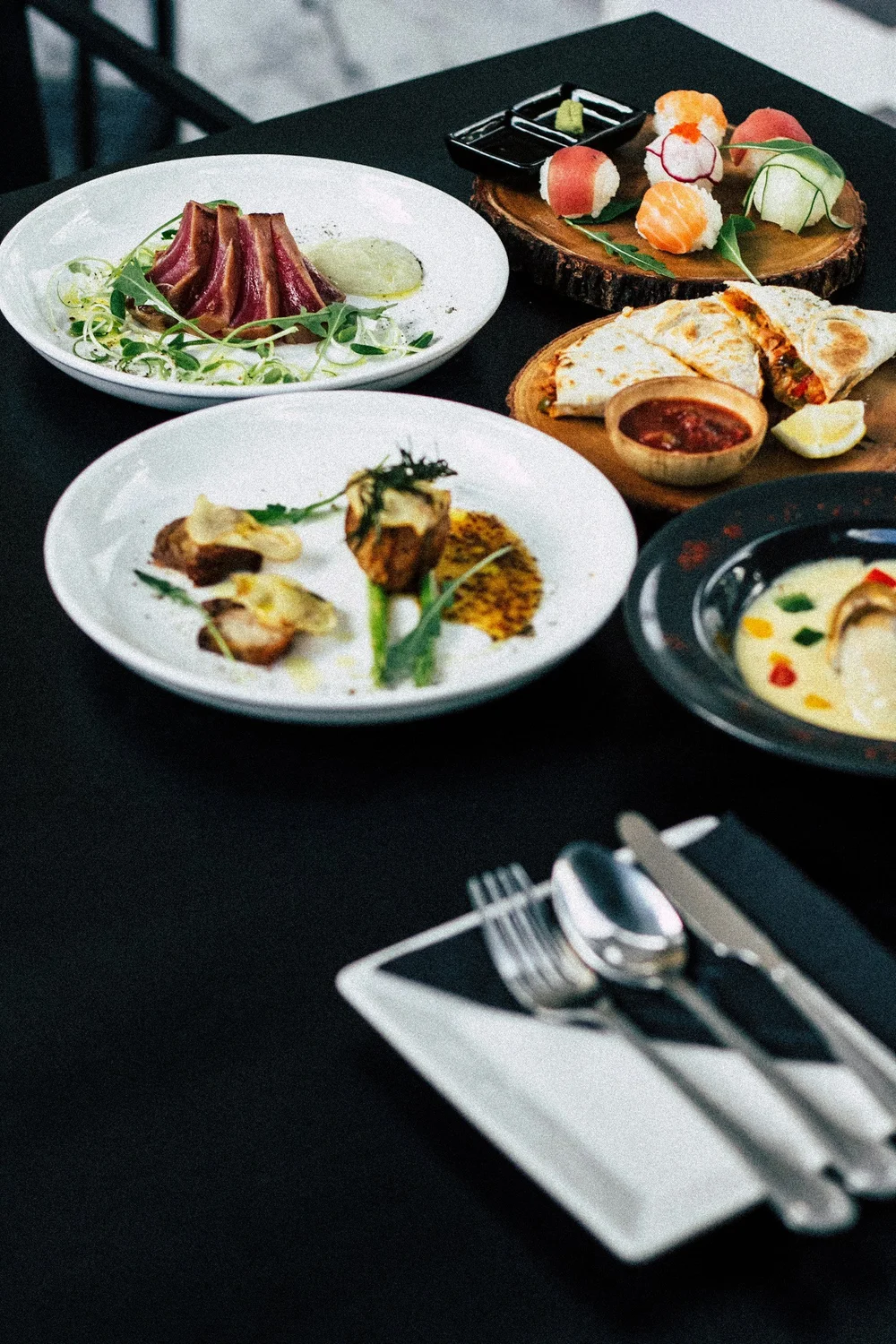 Restaurant team using technology