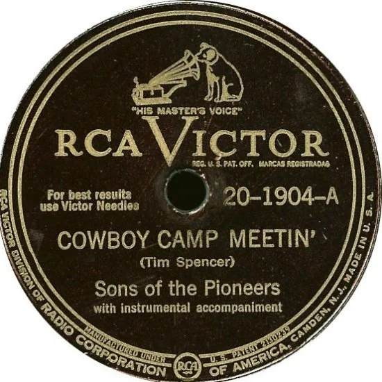 Label from the Sons of the Pioneers' 1948 RCA Victor recording of "Cowboy Camp Meetin'."