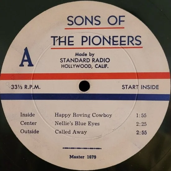 Label of the Sons of the Pioneers' 1934 Standard Radio Transcriptions recording of "Happy Cowboy."