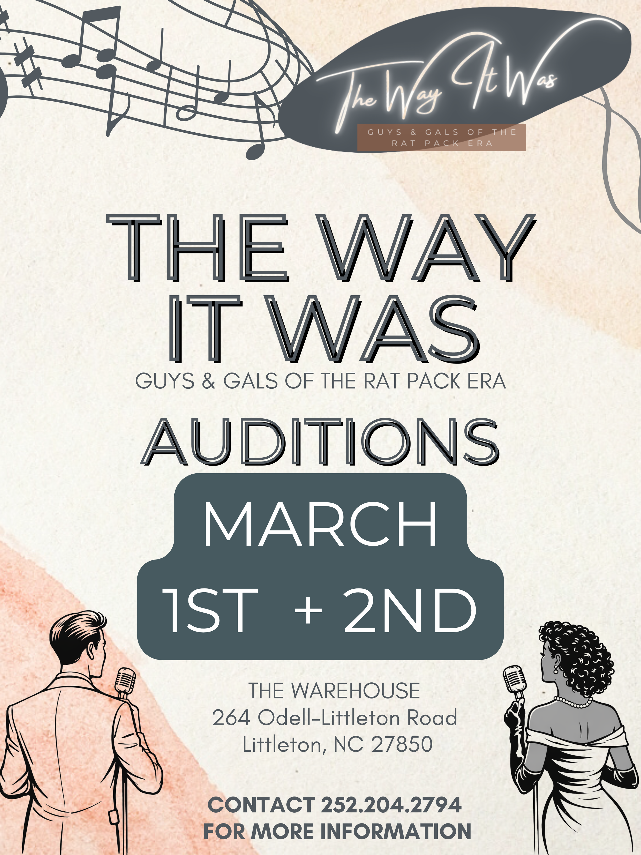 <span class="sqsrte-text-color--accent">AUDITIONS- The Way It Was: Guys &amp; Gals of the Rat Pack Era</span>