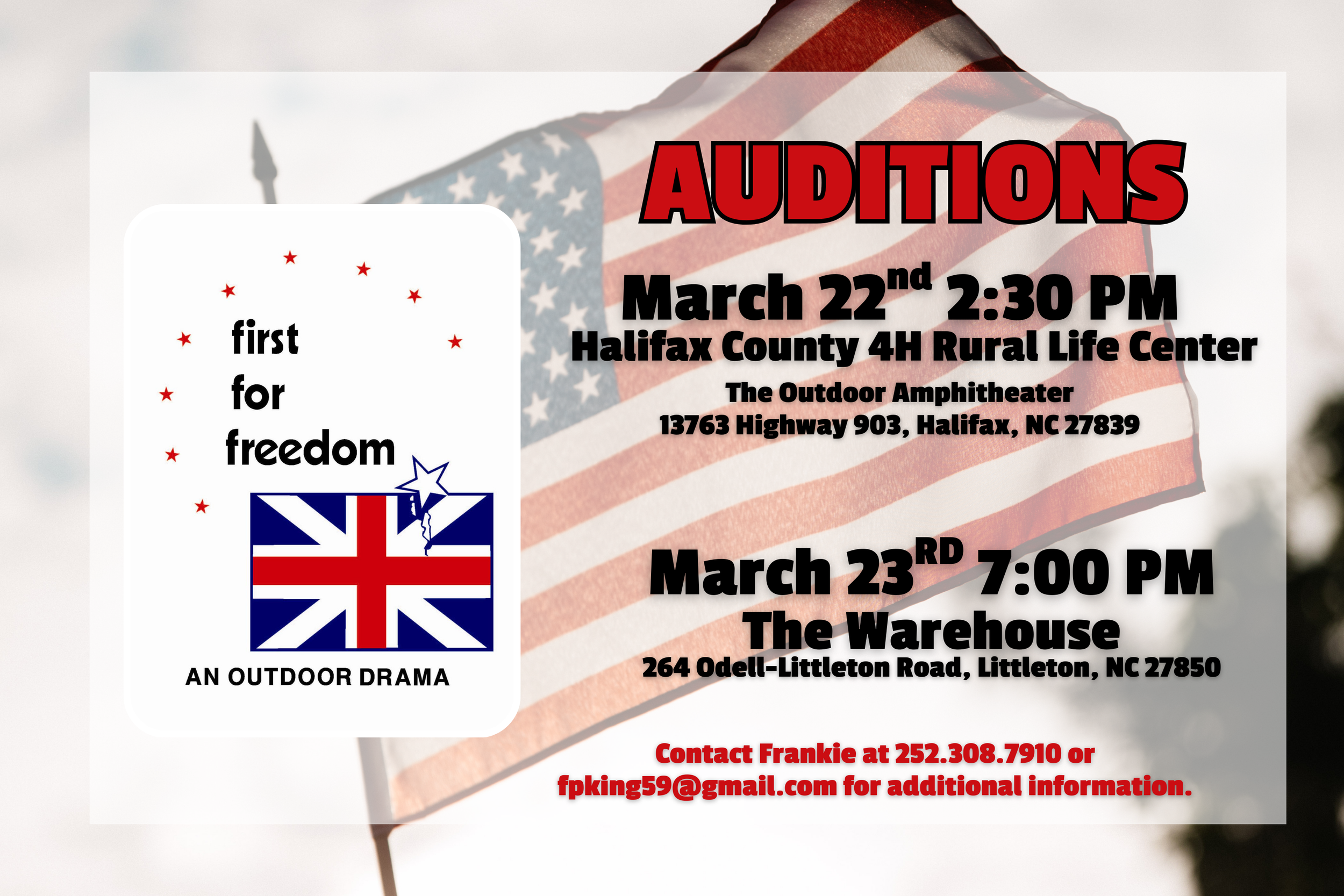 First for Freedom Auditions