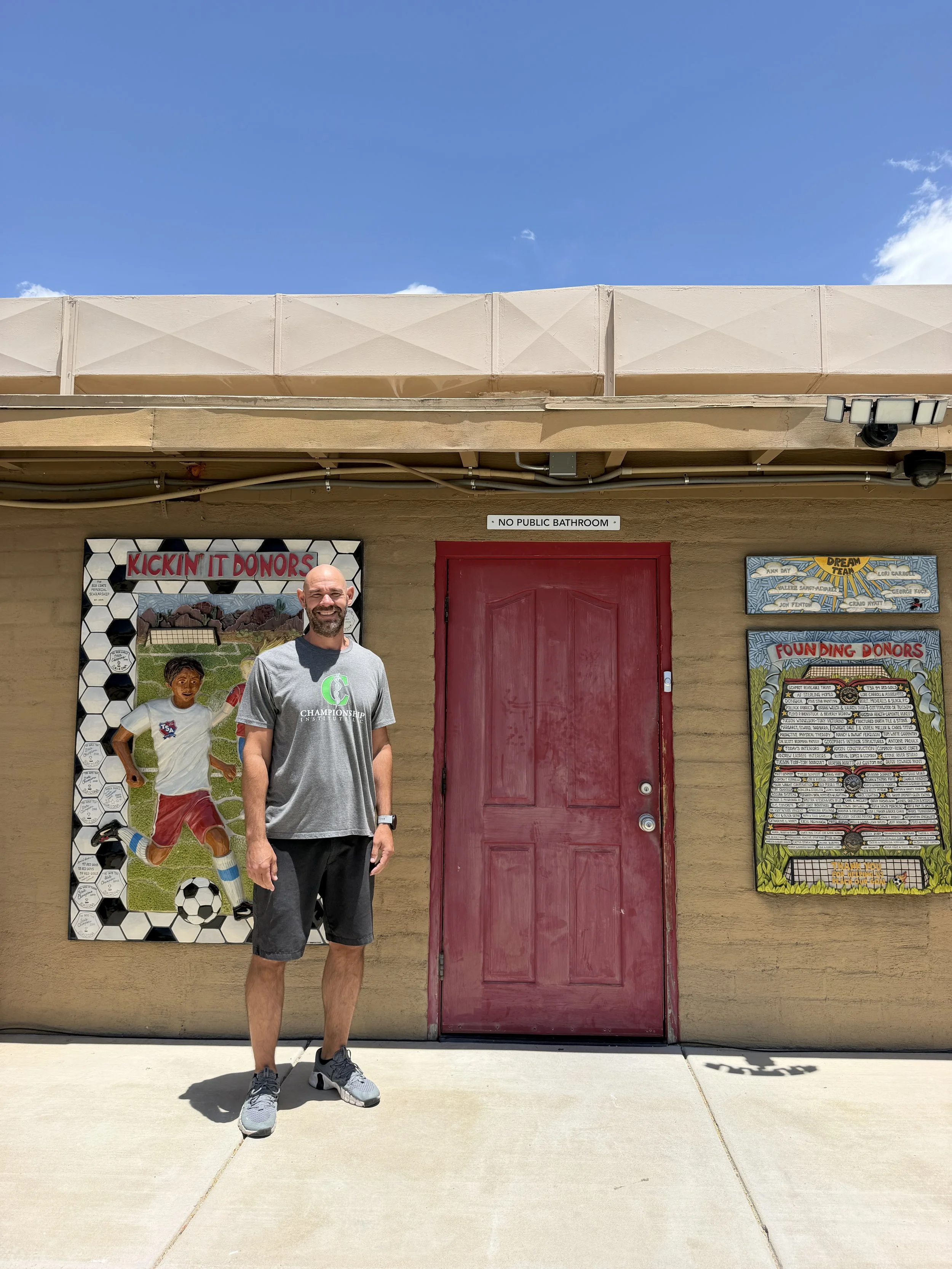 Chris Murphy, athletic trainer, standing outside Championship Institution in Tucson Arizona