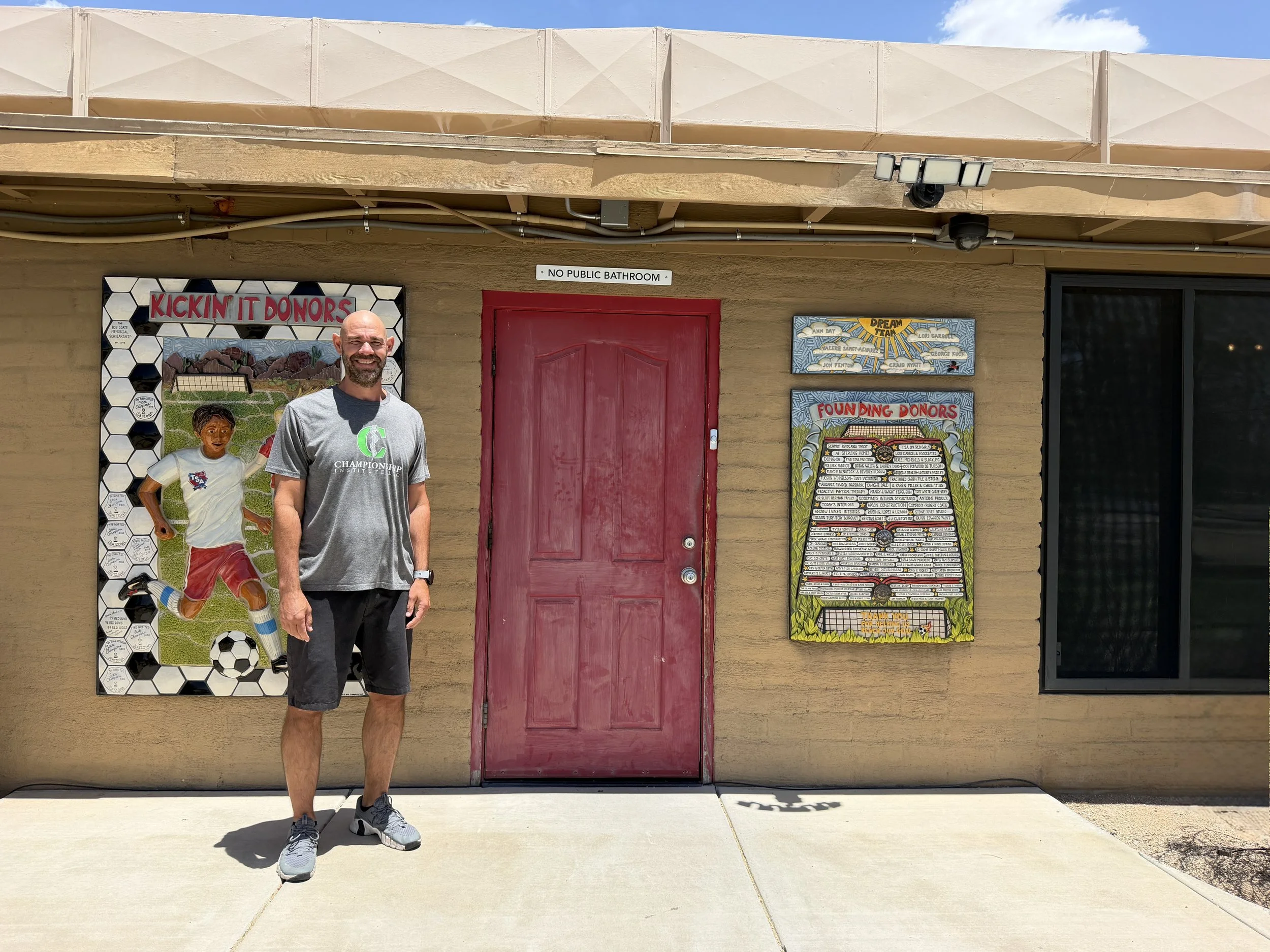 Chris Murphy, athletic trainer, standing outside Championship Institution in Tucson Arizona
