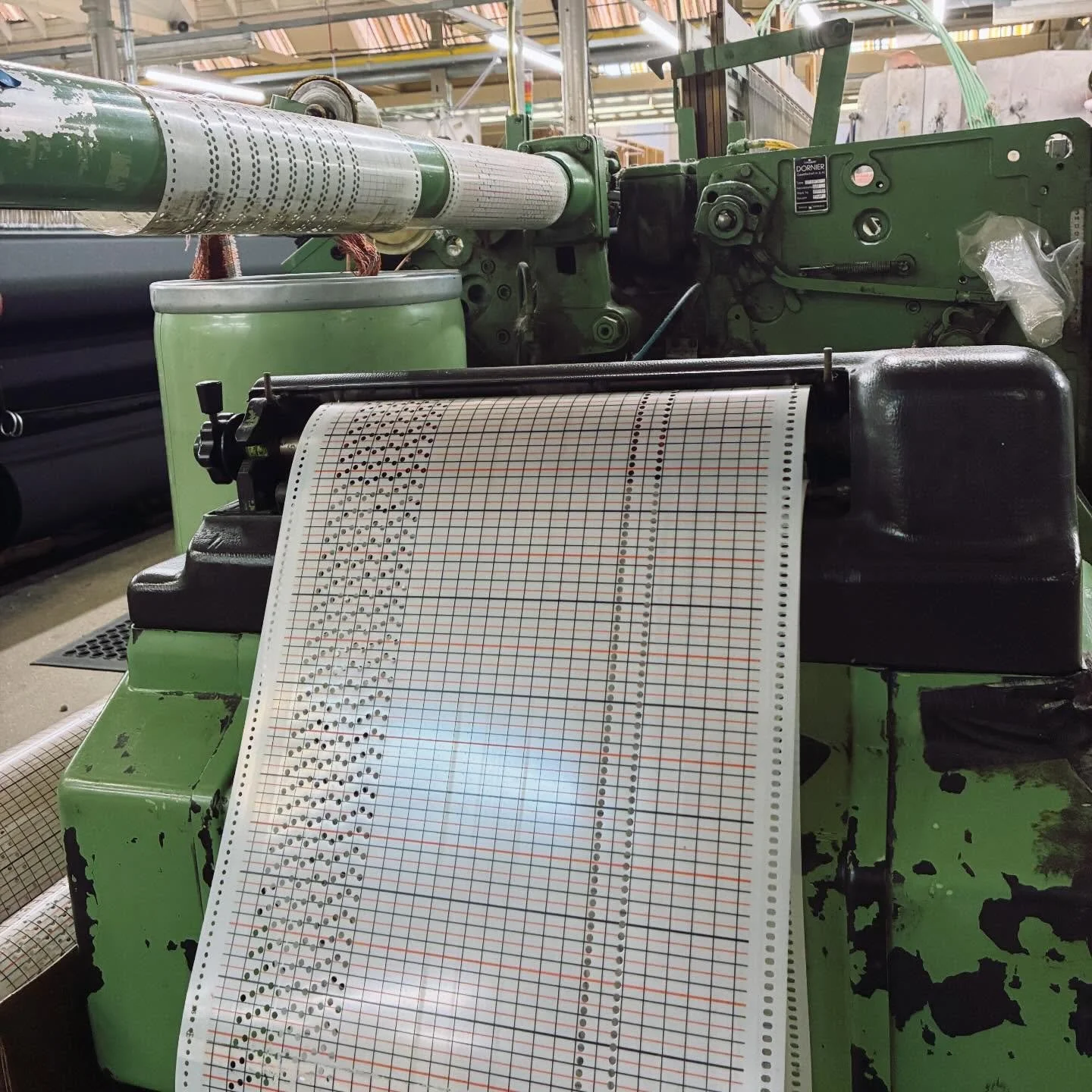We have a mixture of looms at Drove including ones that still use plastic punch cards to determine the weave structure. 

#wovenatdroveweavers #woveninlangholm #wovenatdrove