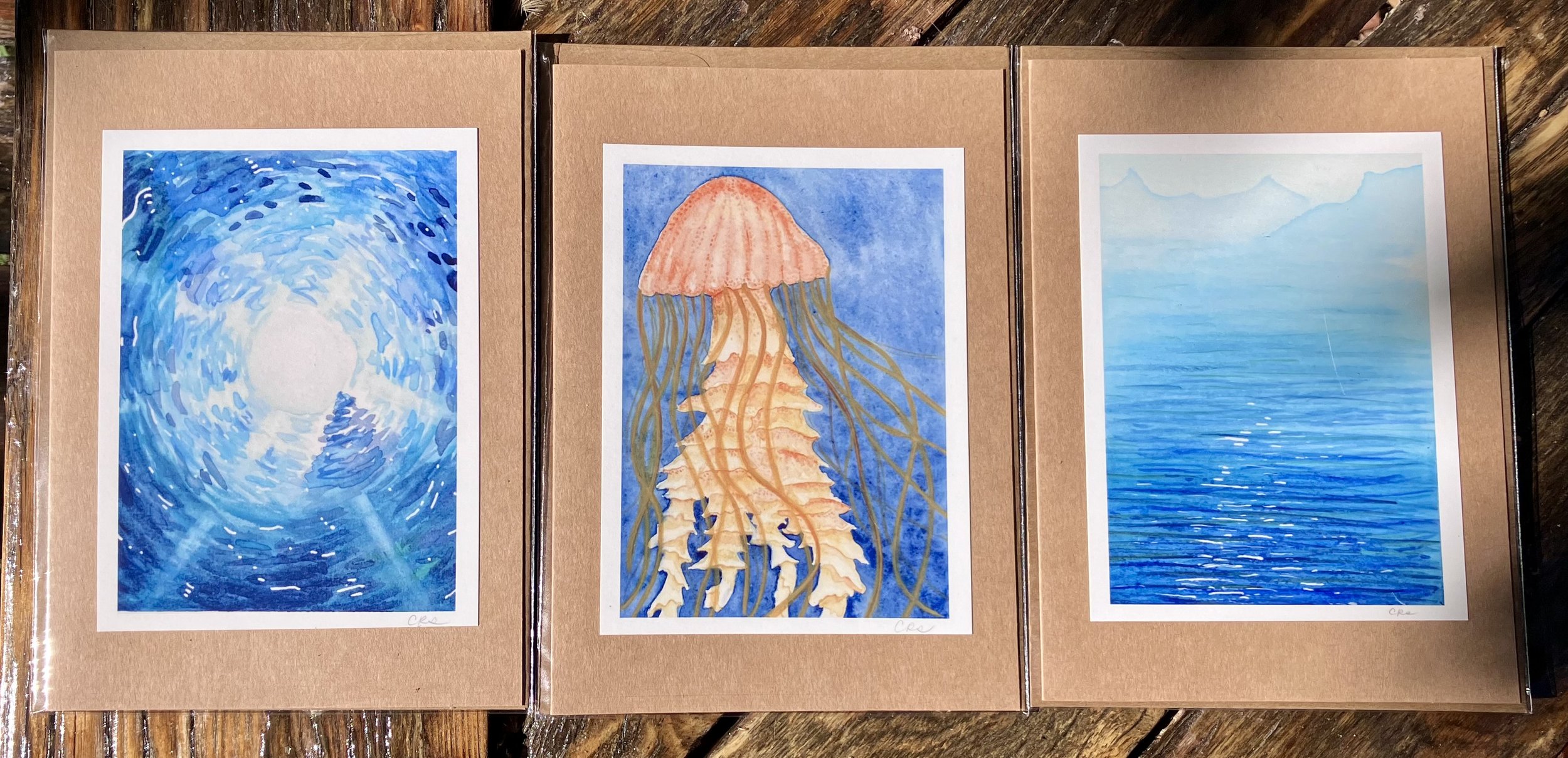 Set of 3 Watercolor Greeting Cards