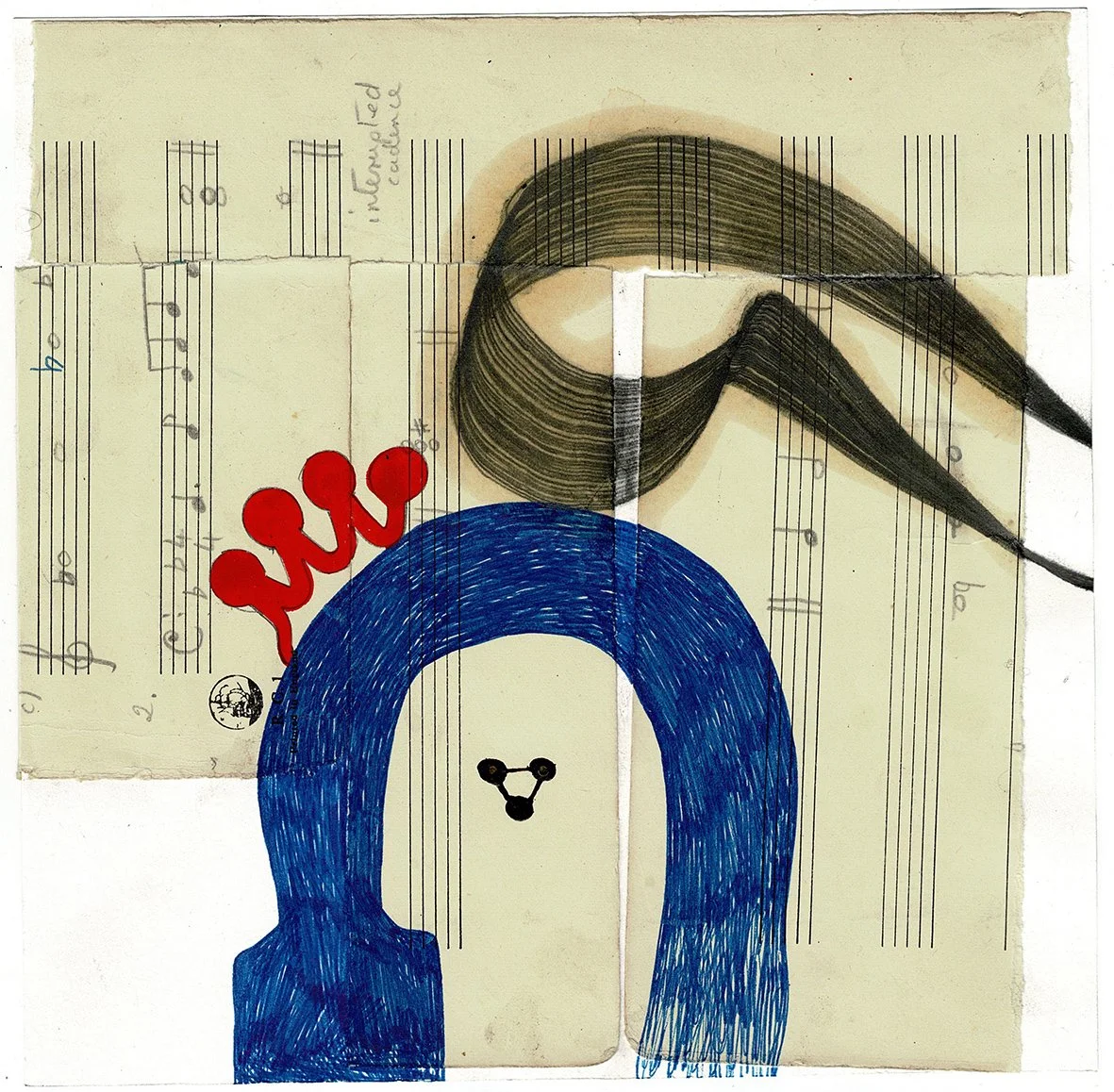 I Have Ended Seven Unendable Wars, 2025, graphite, oil, ink, pen, found paper