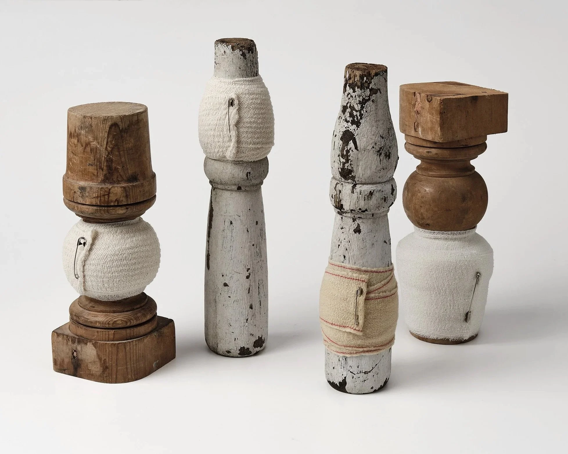 Limp (wip), 2026, wood and bandage, variable