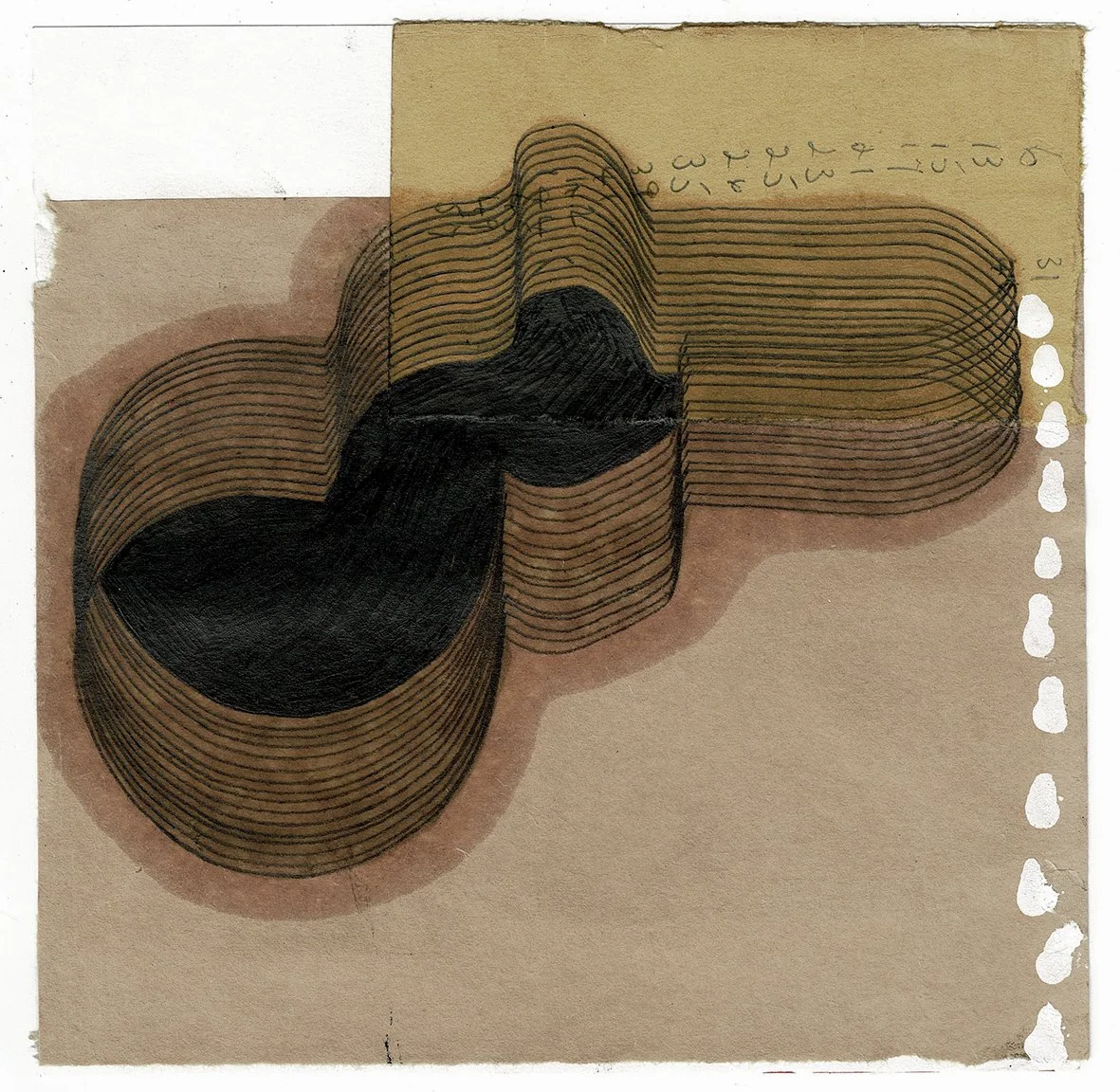 Back Crack and Sack, 2025, graphite, oil, ink, found paper