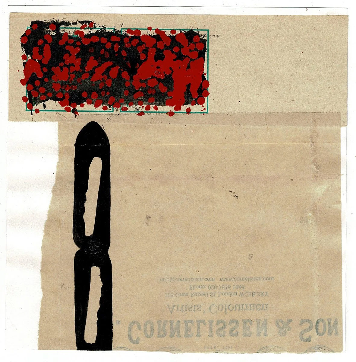 Small Vessel, 2026, enamel paint, found paper