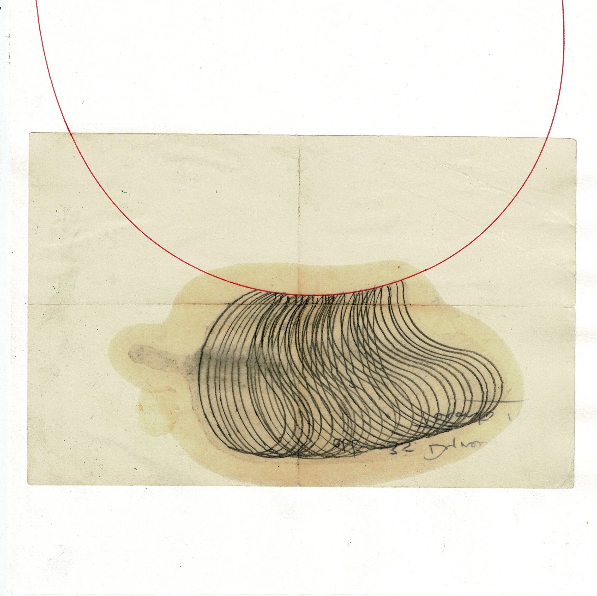 PREGNANT HIATUS HONEYMOON, PERIOD  2024 graphite, pen, collage and oil on paper (Night Sweats drawing) 19.5cm x 19.5cm  photo: Nick Grellier