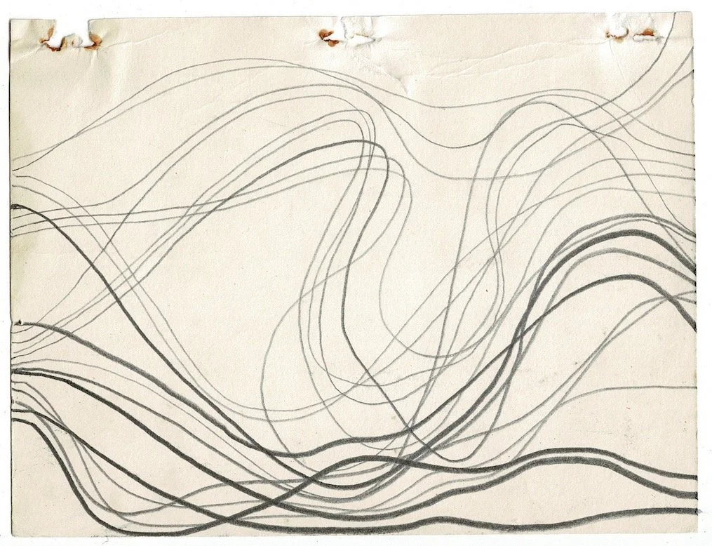 Not Doing Nothing (Breathing) 4, 2024, graphite on found paper, 17 x 13cms
