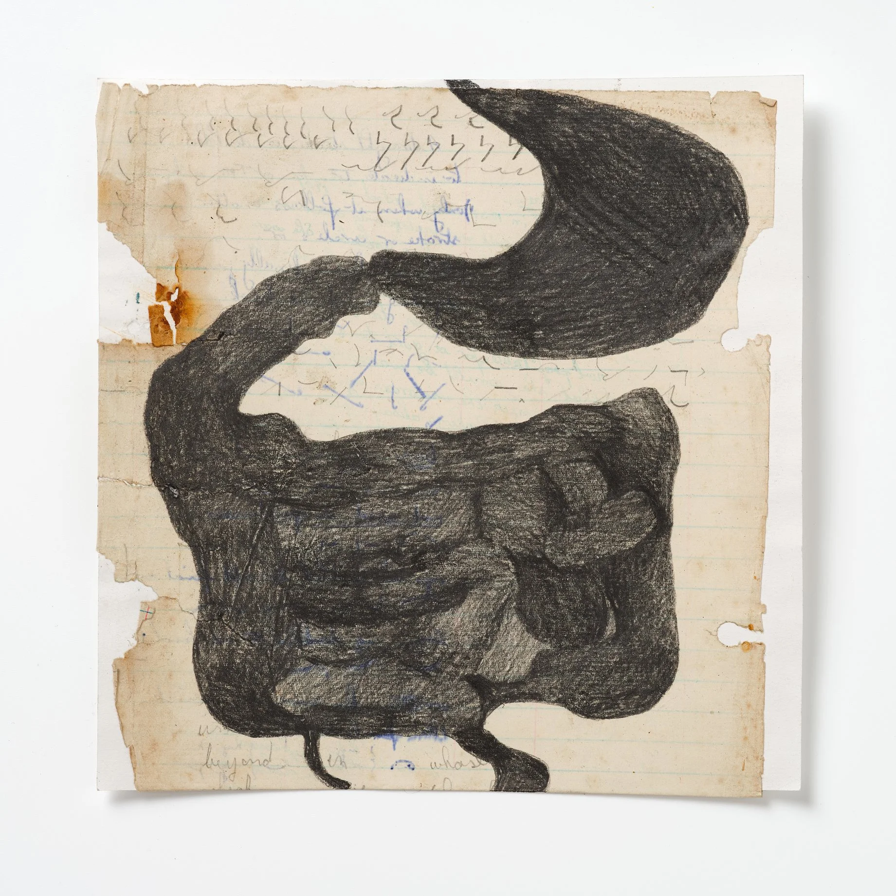 Guts 2, 2026, graphite, found paper