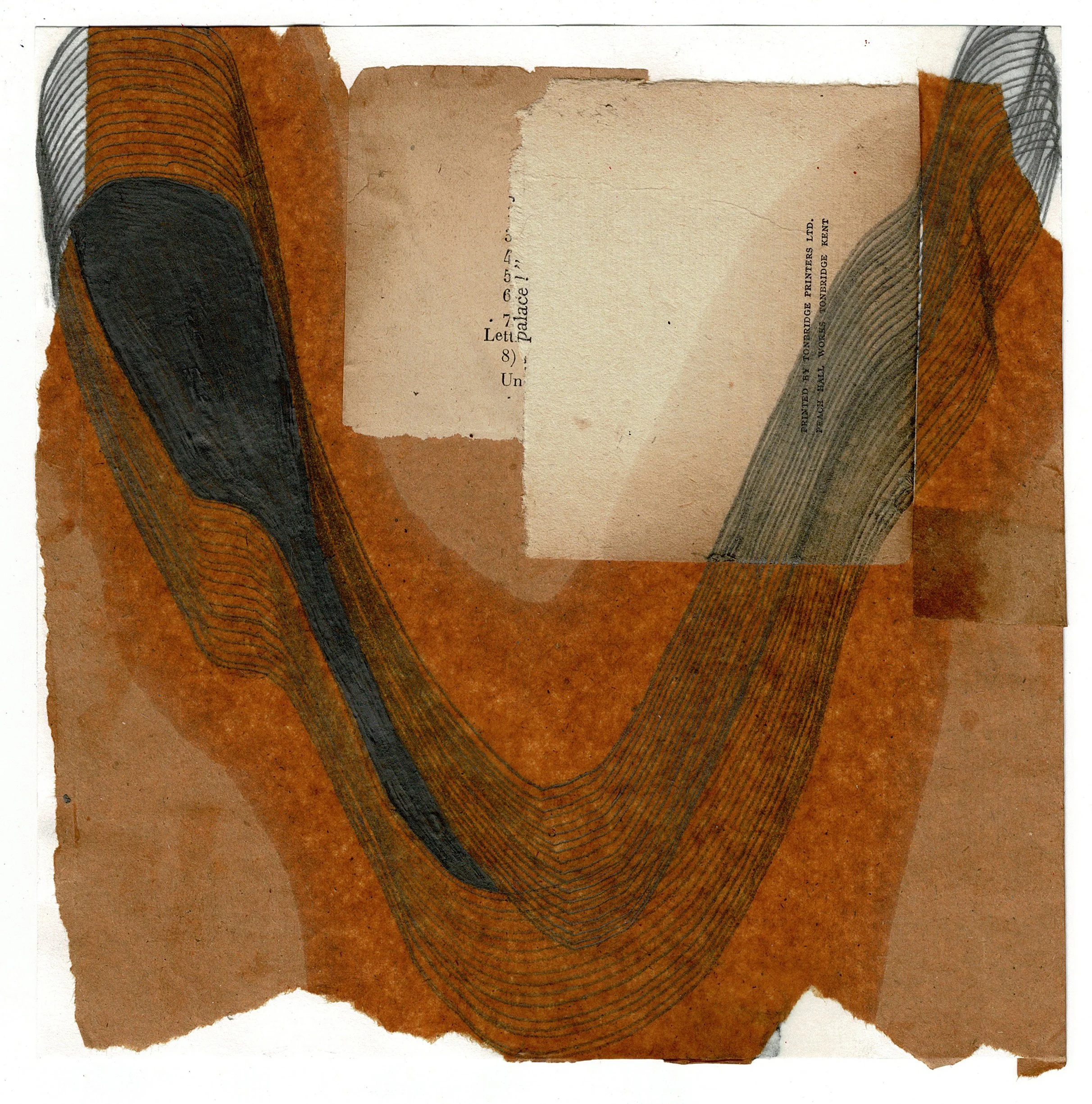 Swallowing Words 1, 2025, graphite, oil and collage