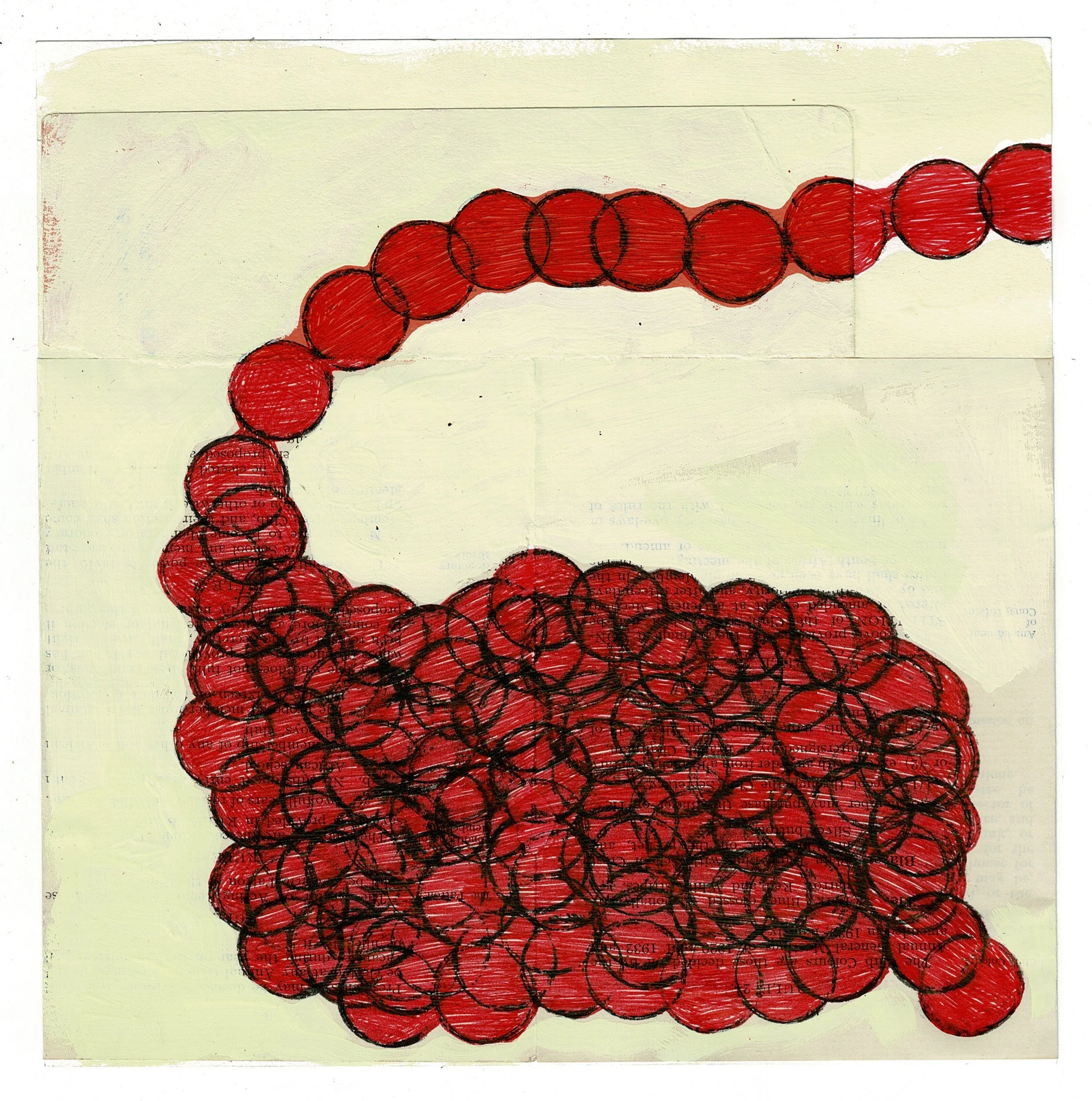 Speaking and Swallowing 8, 2026, enamel paint, pen, ink and collage