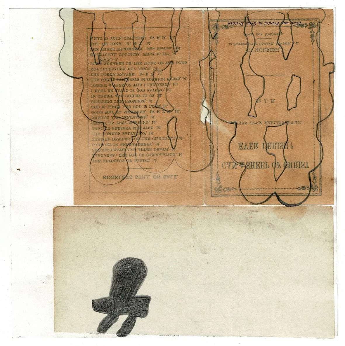 Mothering 9pacifiers), 2025, graphite, oil, found paper 