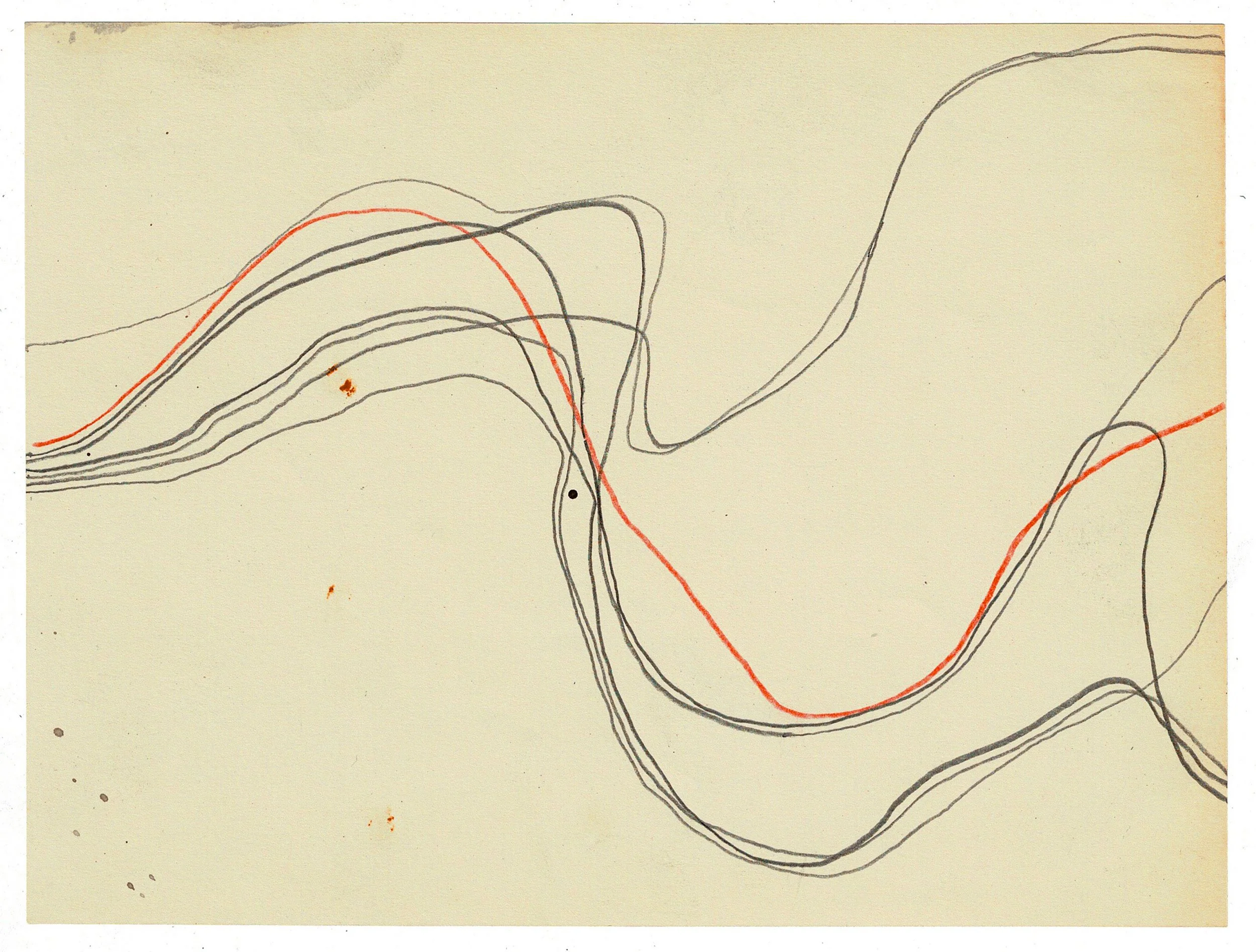Not Doing Nothing (Breathing) 2, 2023, graphite and colour pencil on found paper, 20 x 14cms