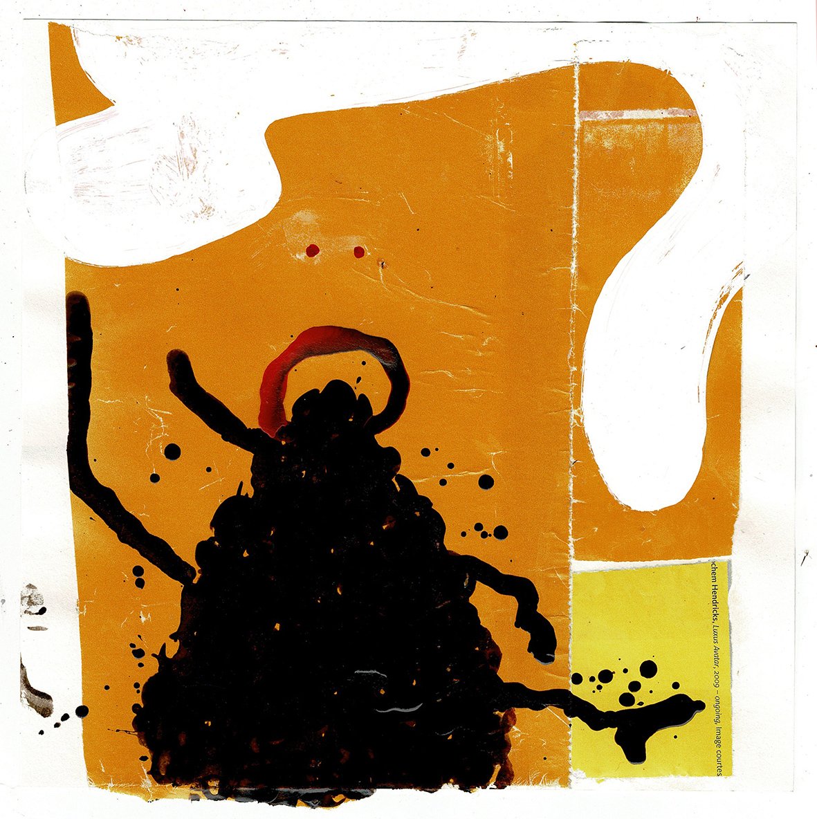 Toxic Orange 2, 2026, ink, gouache, found paper