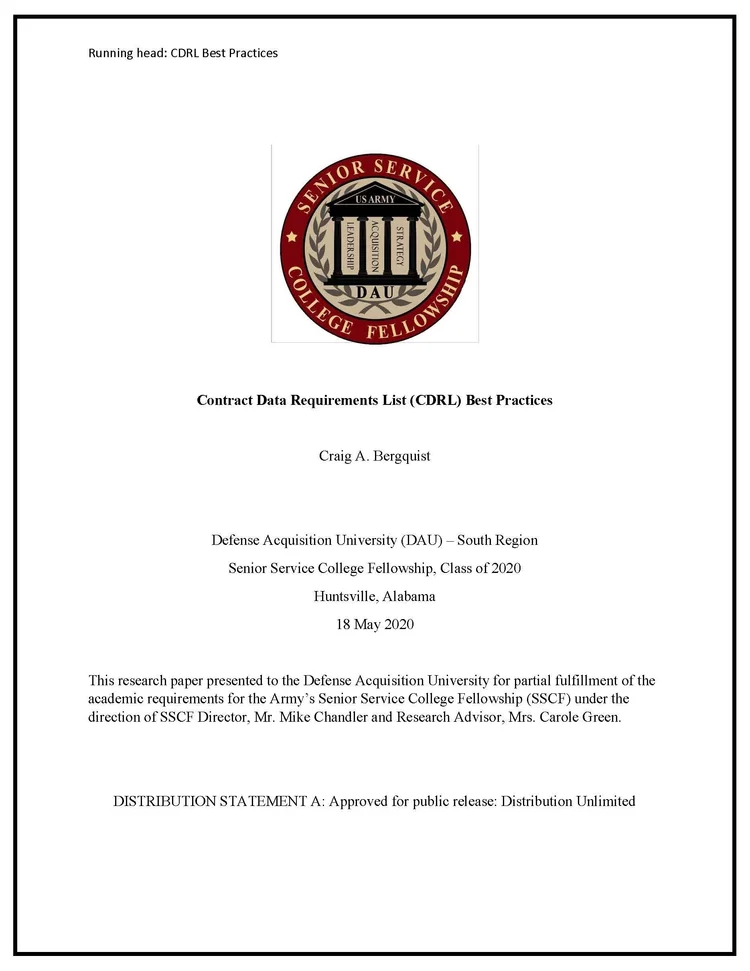 Contract Data Requirements List CDRL Best Practices — CMstat