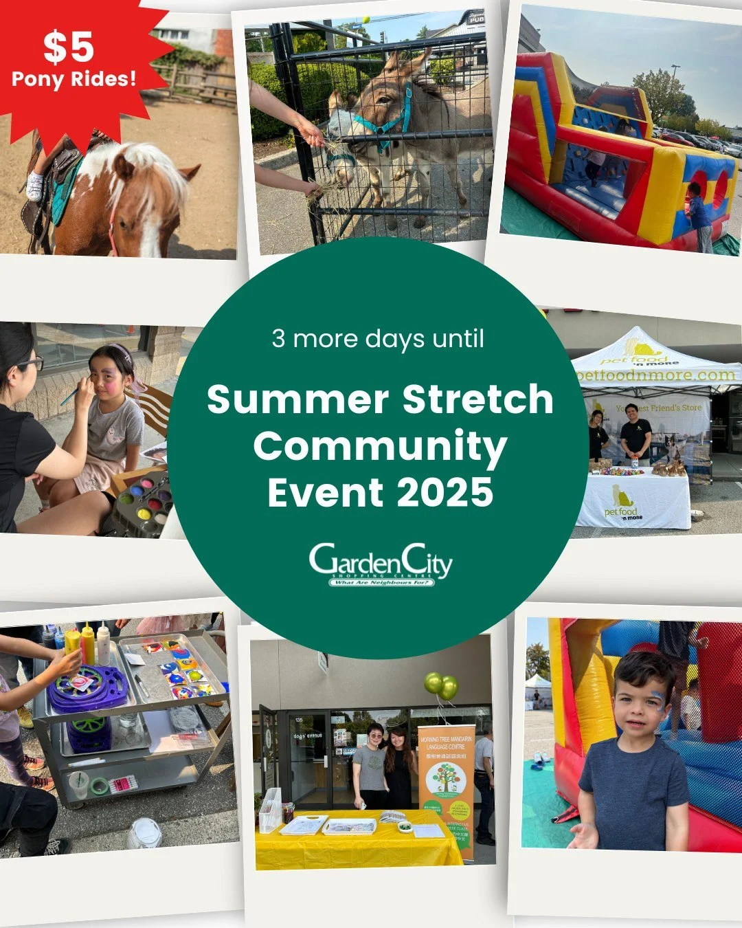 Only 3 days to go! 🎉

Get ready for Summer Stretch 2025 at Garden City Shopping Centre this Sunday, Sept 14 (11am&ndash;4pm)!

This year we&rsquo;re adding something extra special&hellip; PONY RIDES ($5 per ride)! Watch your kids light up as they ta