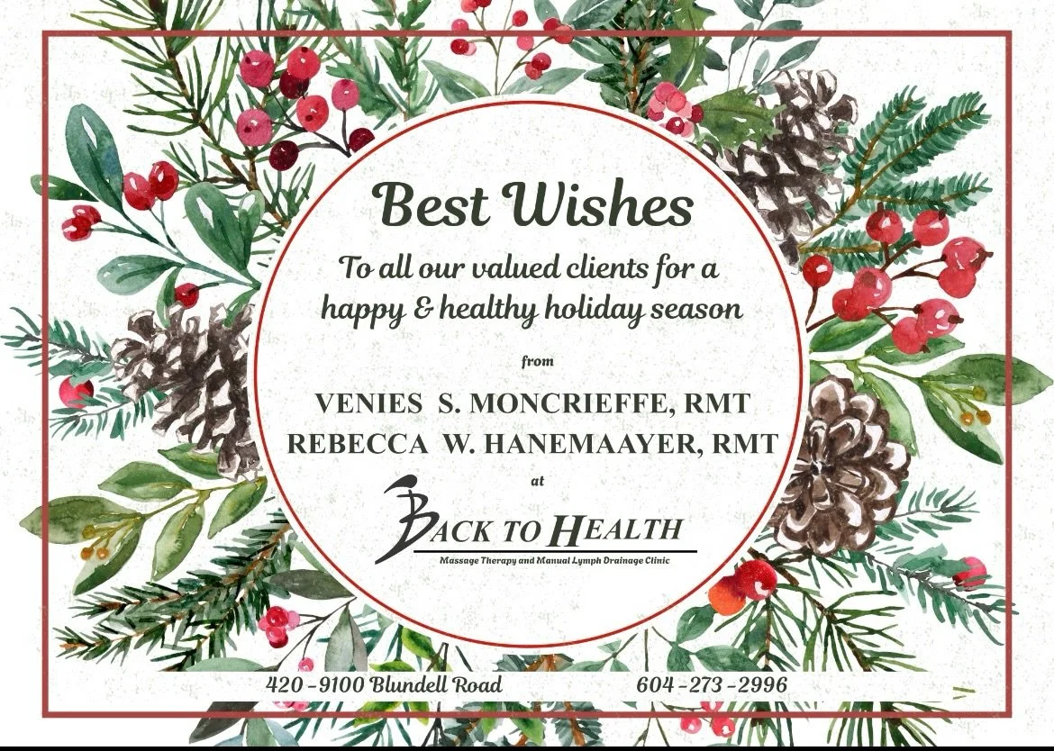 ✨ Wishing you all a happy, healthy, and joyful holiday season! ✨ 

Be sure to give yourself (and your loved ones!) the gift of relaxation and wellness before the year ends!

Treat yourself to a variety of specialized massage therapy treatments at Bac