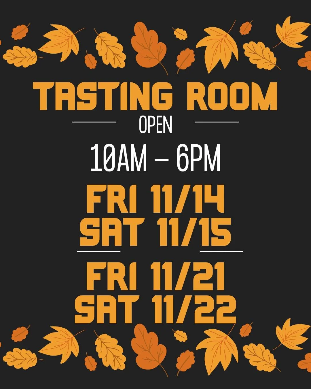 🍂🥃 TASTING ROOM OPEN THIS WEEKEND! 🥃🍂