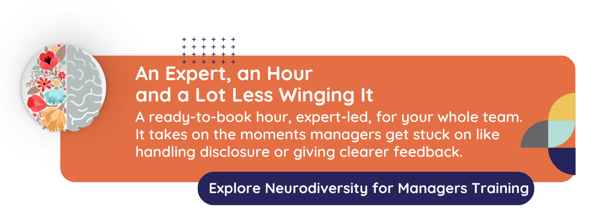 Graphic speaking to CultureAlly's Neurodiversity for Managers training