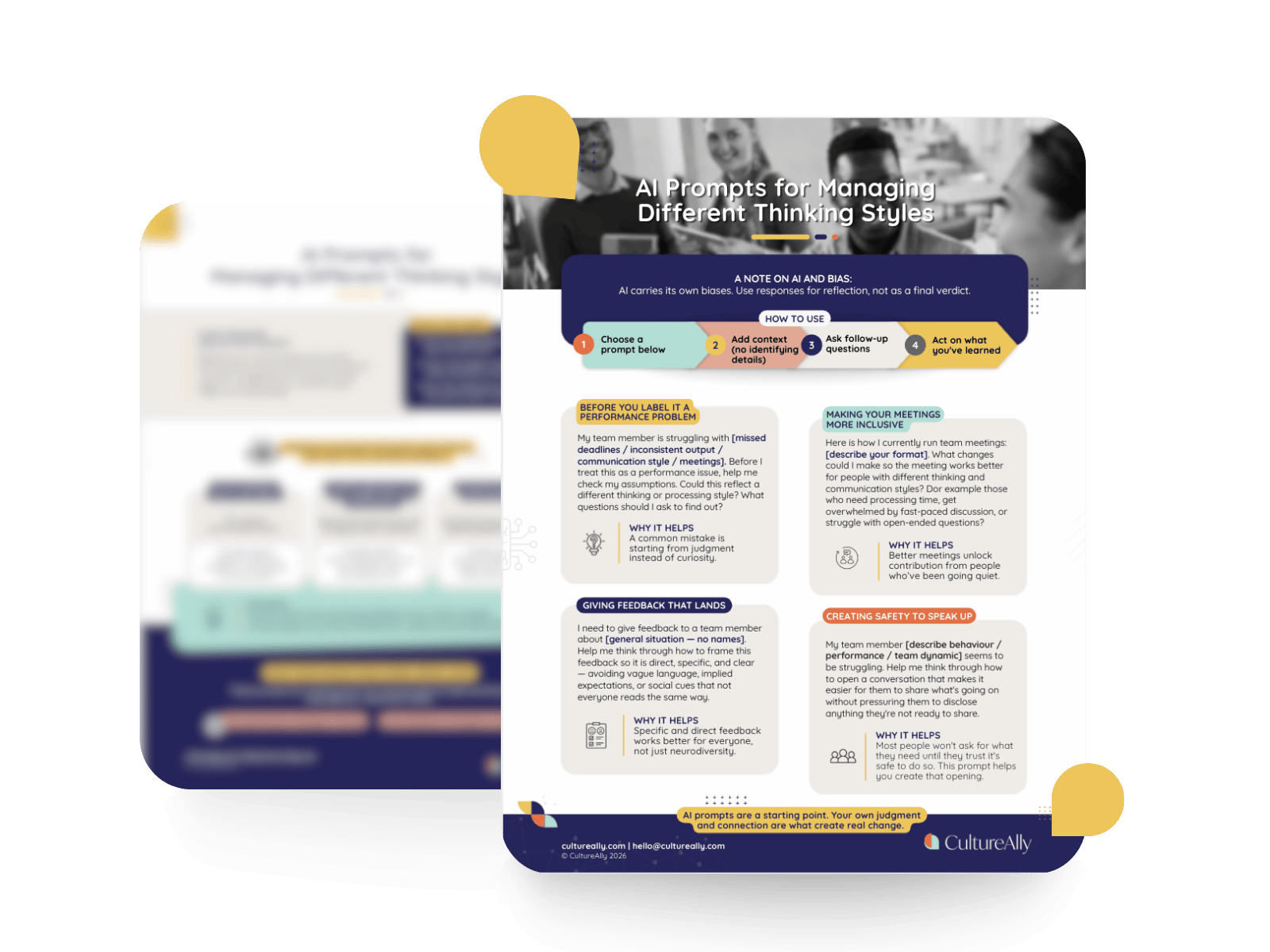 Preview of CultureAlly AI prompt guide for Managers