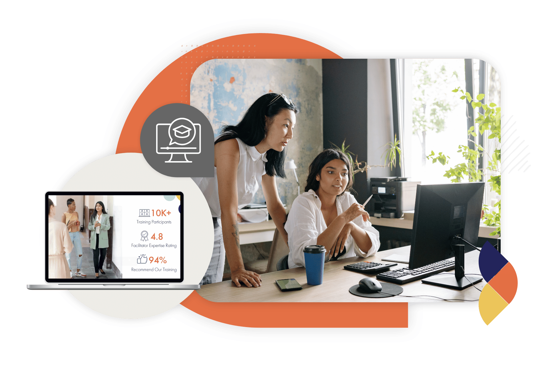 Team members working together