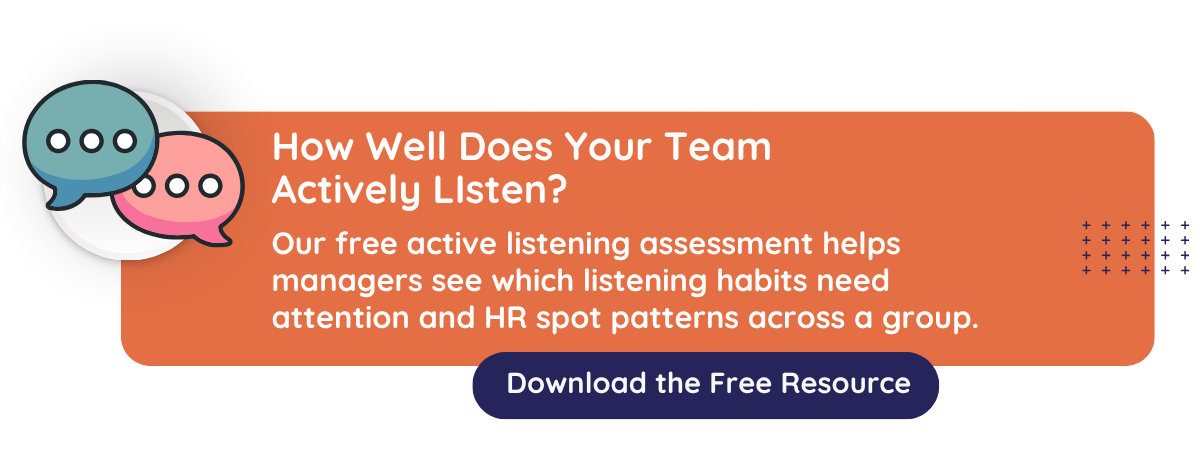 Graphic of messaging bubbles with text speaking to CultureAlly's Free Active LIstening Resource