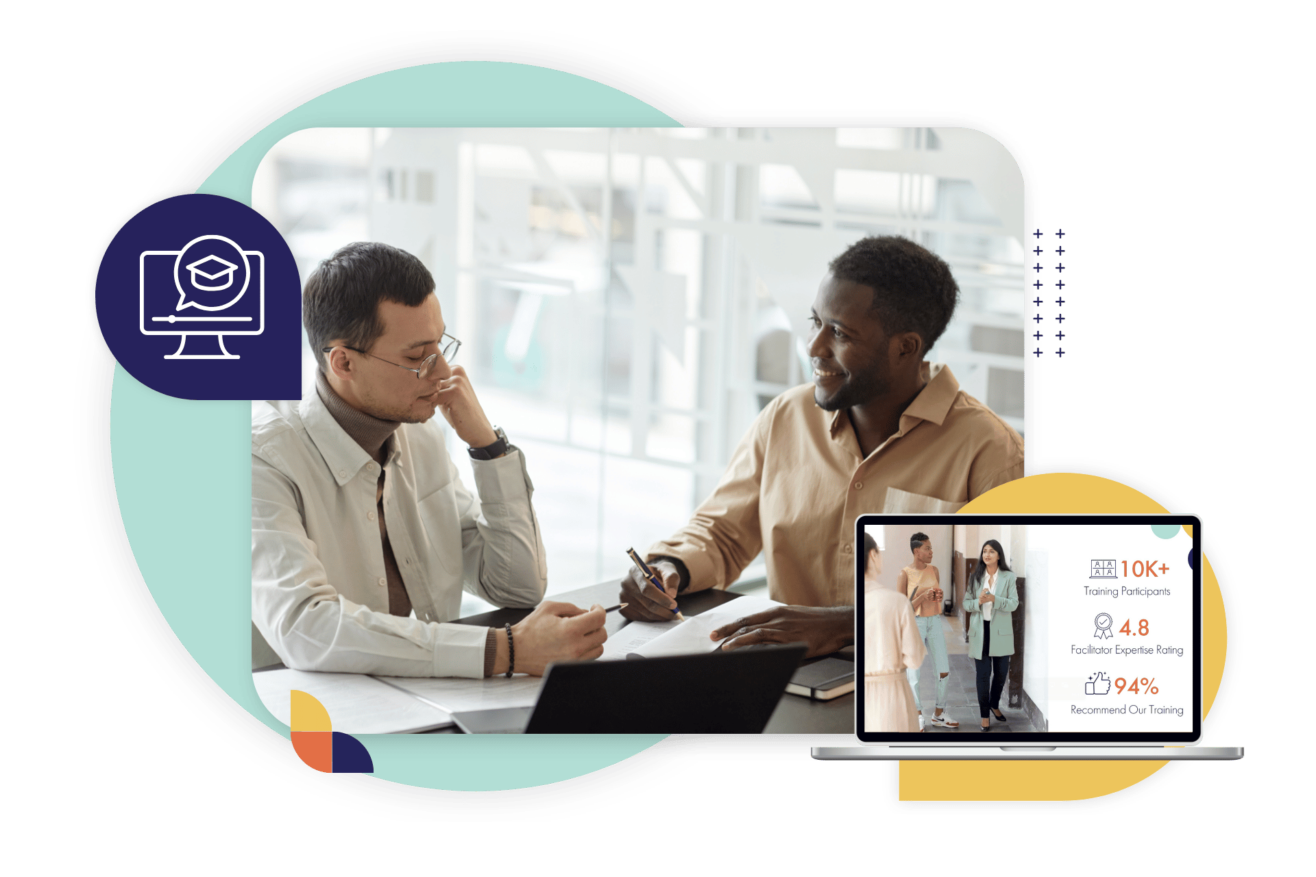 two employees talking