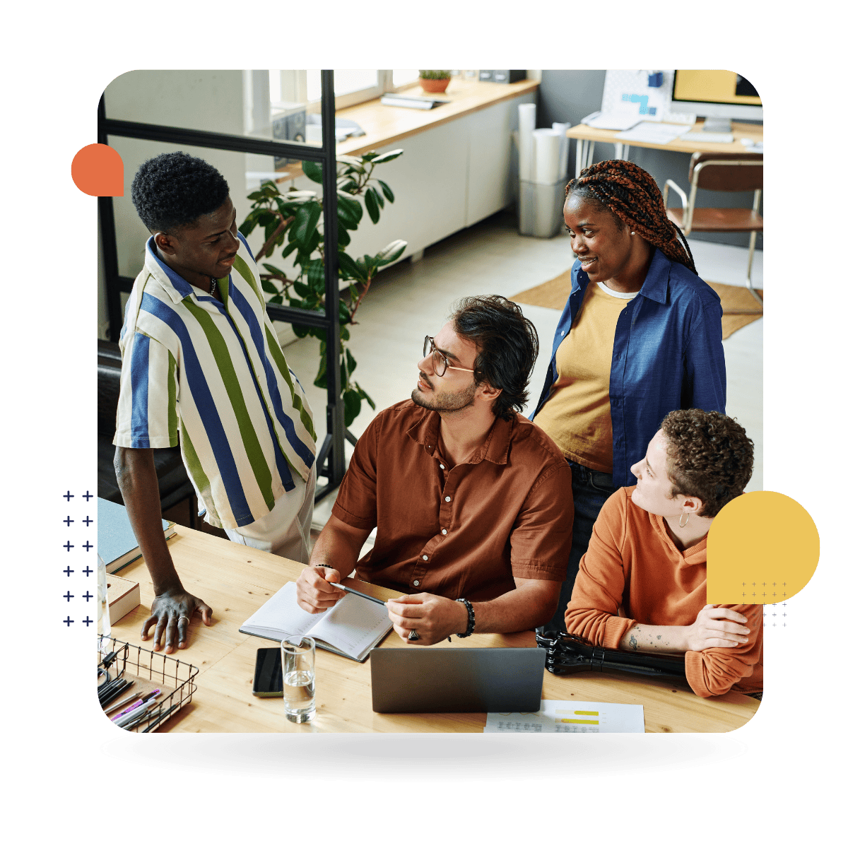 Diverse people having a meeting.