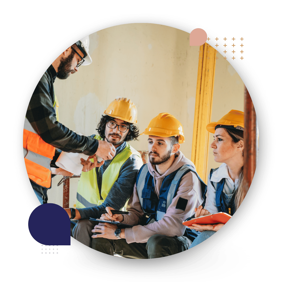 people talking in on a construction site