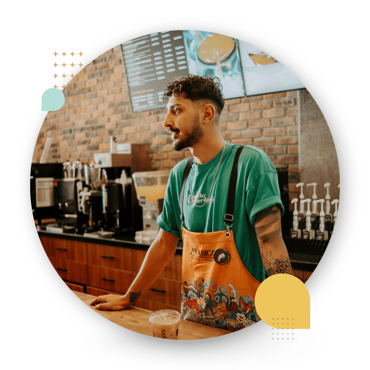 Person at desk taking a call