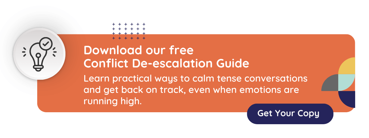 Graphic that talks to CultureAlly's Conflict De-Escalation Conversation Guide