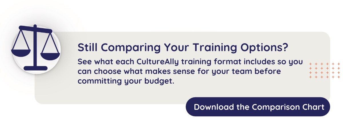 Graphic speaks to CultureAlly's downloadable Comparison chart. Click to download the pdf.