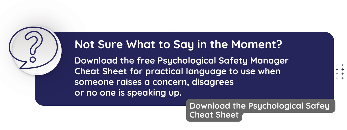 Graphic speaks to CultureAlly's Psychological Safety Free Resource. Click to download.