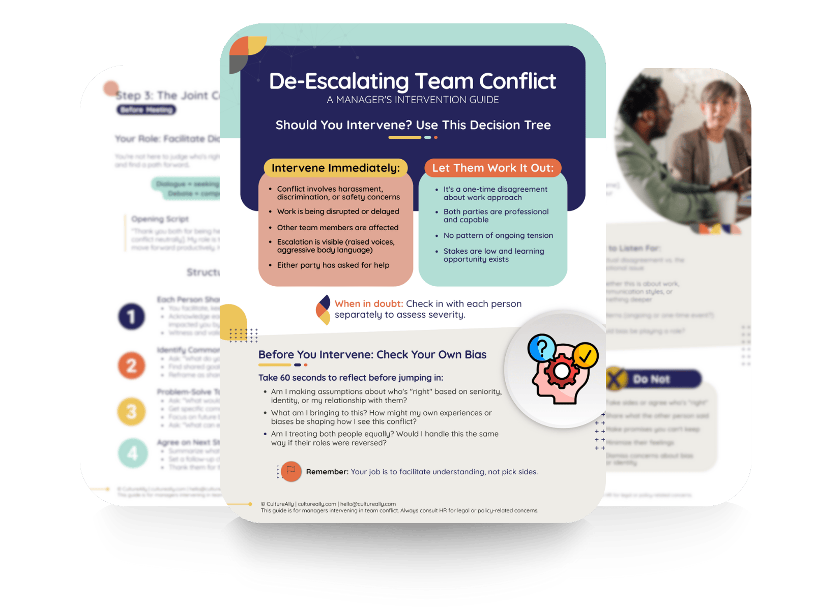 Preview of CultureAlly Free Resource De-Escalating Conflict Conversation Guide